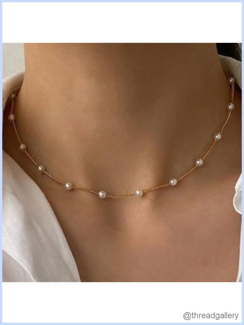 Faux Pearl Dainty Chain Necklace Set Minimalist Versatile Casual
